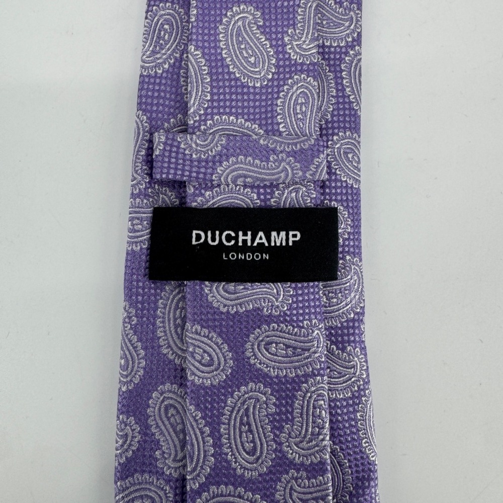 Duchamp London Purple Paisley Silk Hand Made Necktie